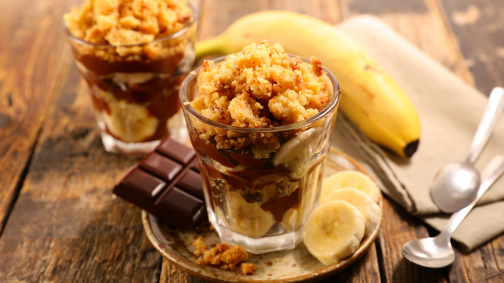 Crumble de banana com doce de leite sem glúten
